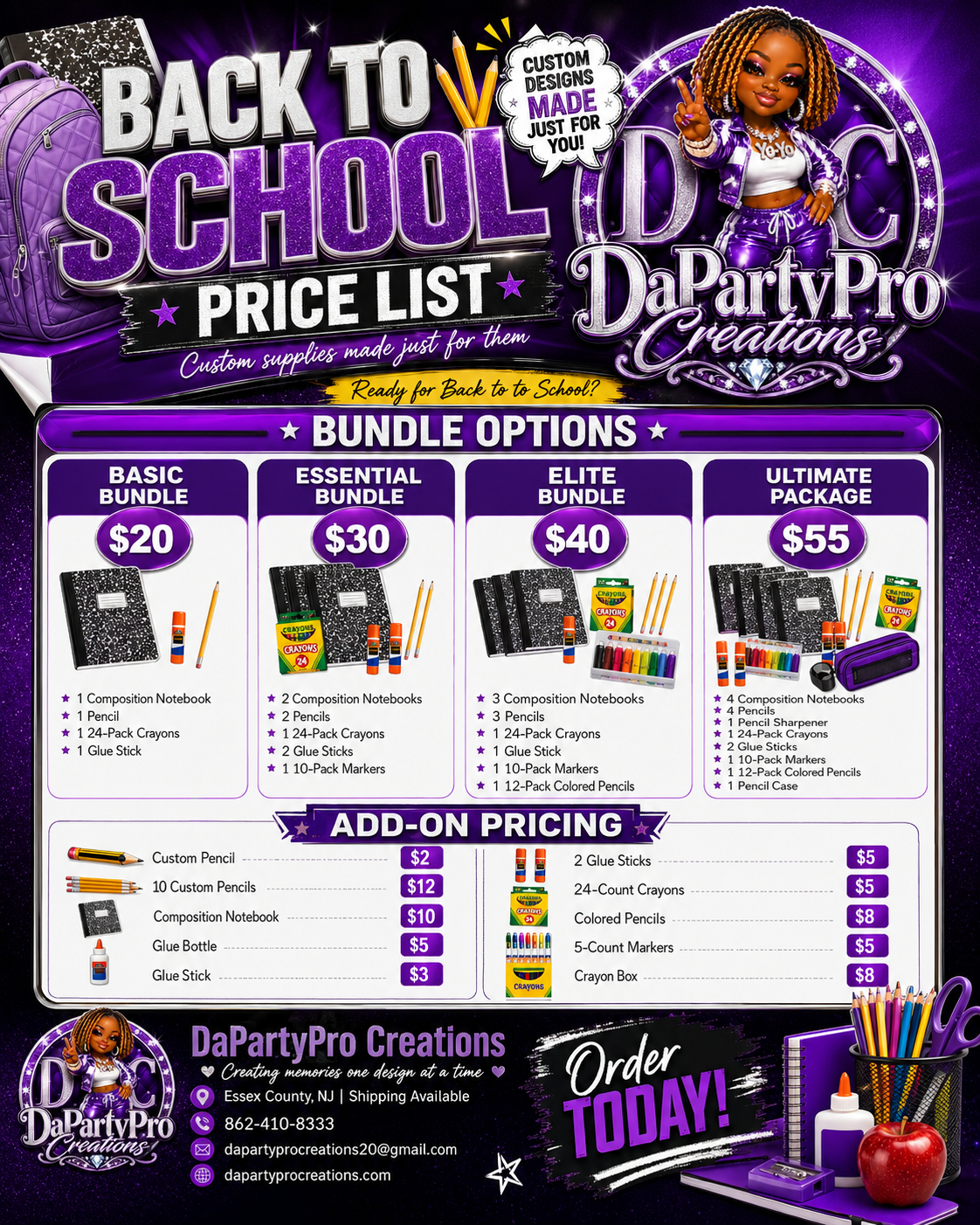 PERSONALIZE BACK TO SCHOOL SUPPLY BUNDLES