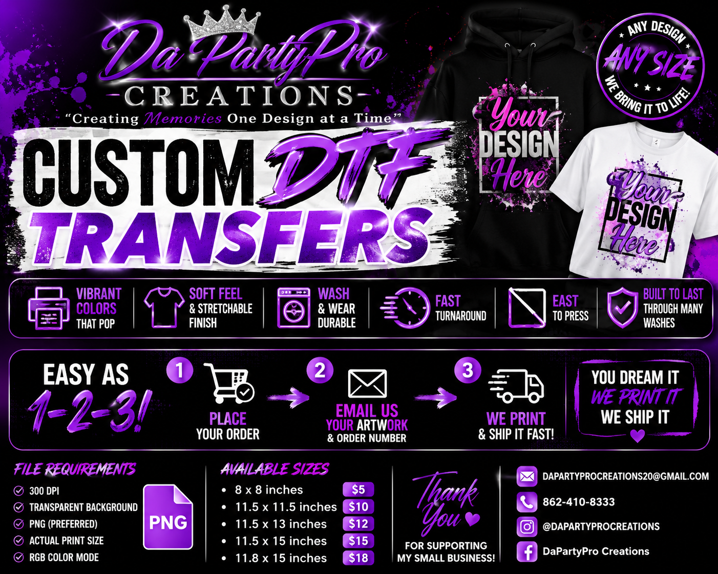 CUSTOM DTF TRANSFERS