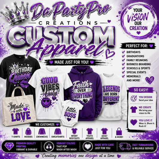 CUSTOM APPAREL| T-SHIRTS, HOODIES, CREWNECKS & MORE